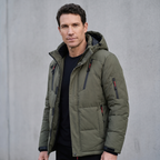 Men's Puffer Jacket - Model Shot - Green