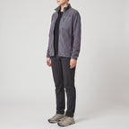 The grey fleece jacket worn, three-quarter side view