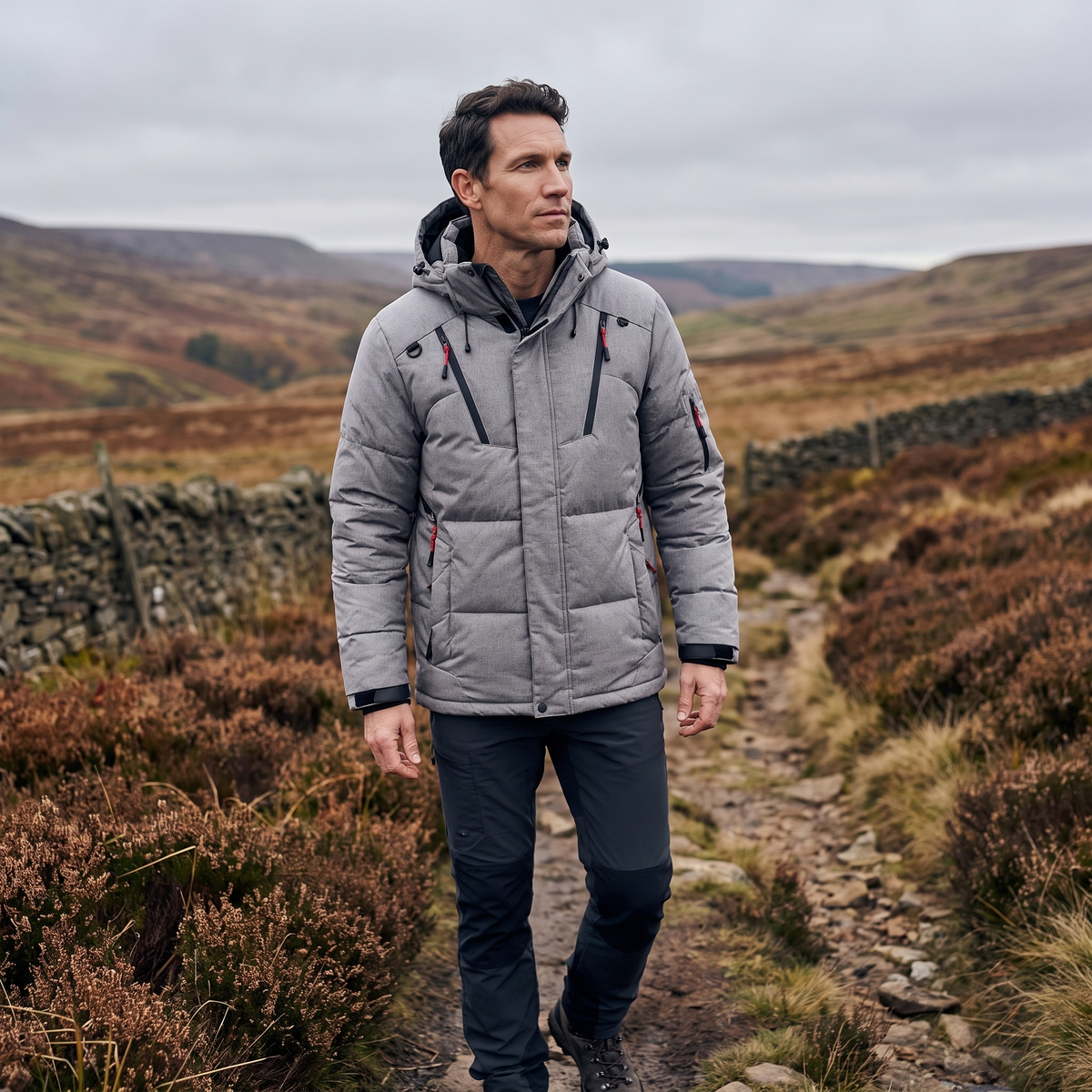Men's Puffer Jacket - Outdoor - Grey