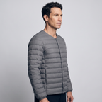 Terrabound Men's Down Jacket in Grey, three-quarter side view