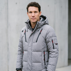 Men's Puffer Jacket - Model Shot - Grey