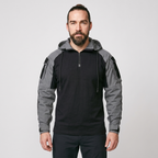 Man wearing the Grey tactical hoodie, front