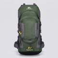 60L hiking rucksack in green, front view