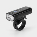 Terrabound rechargeable front bike light on its handlebar bracket and rubber strap