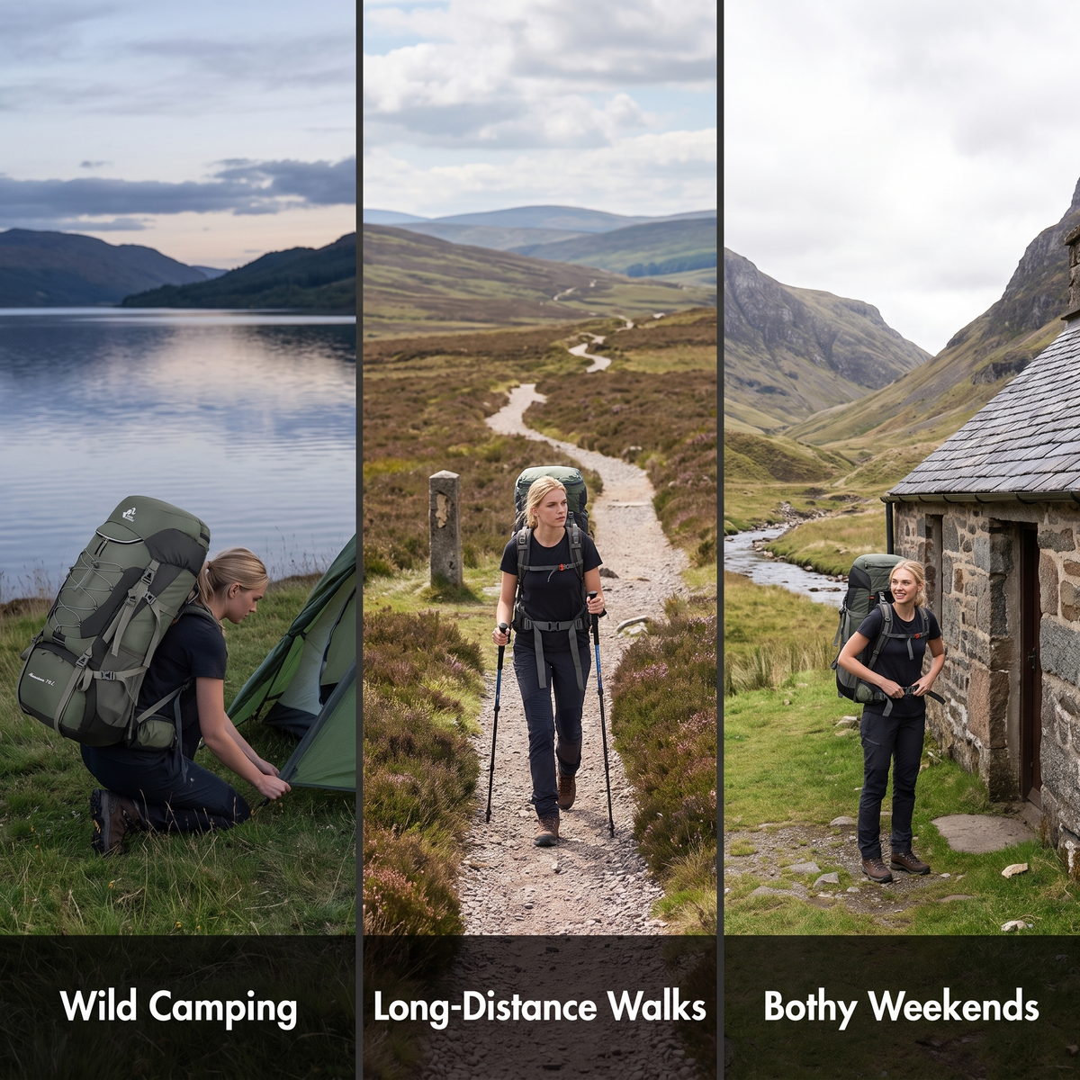 75L rucksack for wild camping, long-distance walks and bothy weekends