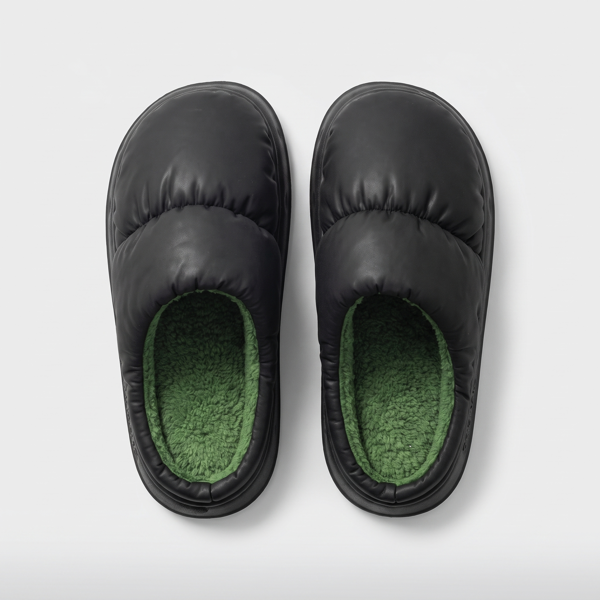 Terrabound Quilted House Slippers in Black, top-down front view