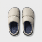 Terrabound Quilted House Slippers in Grey, top-down front view