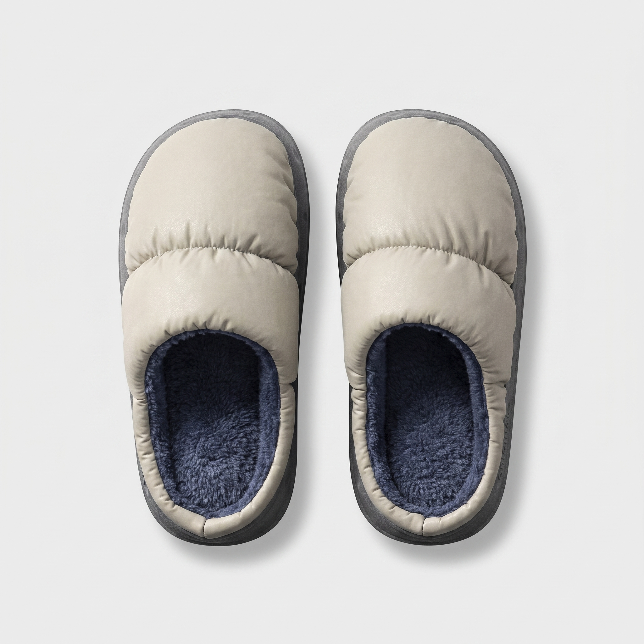 Terrabound Quilted House Slippers in Grey, top-down front view