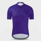 Men's cycling jersey in Purple, front view, full-length zip and low collar