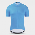 Men's cycling jersey in Sky Blue, front view, full-length zip and low collar