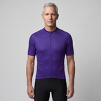 Man wearing the Purple cycling jersey, front view