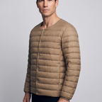 Terrabound Men's Down Jacket in Khaki, three-quarter side view