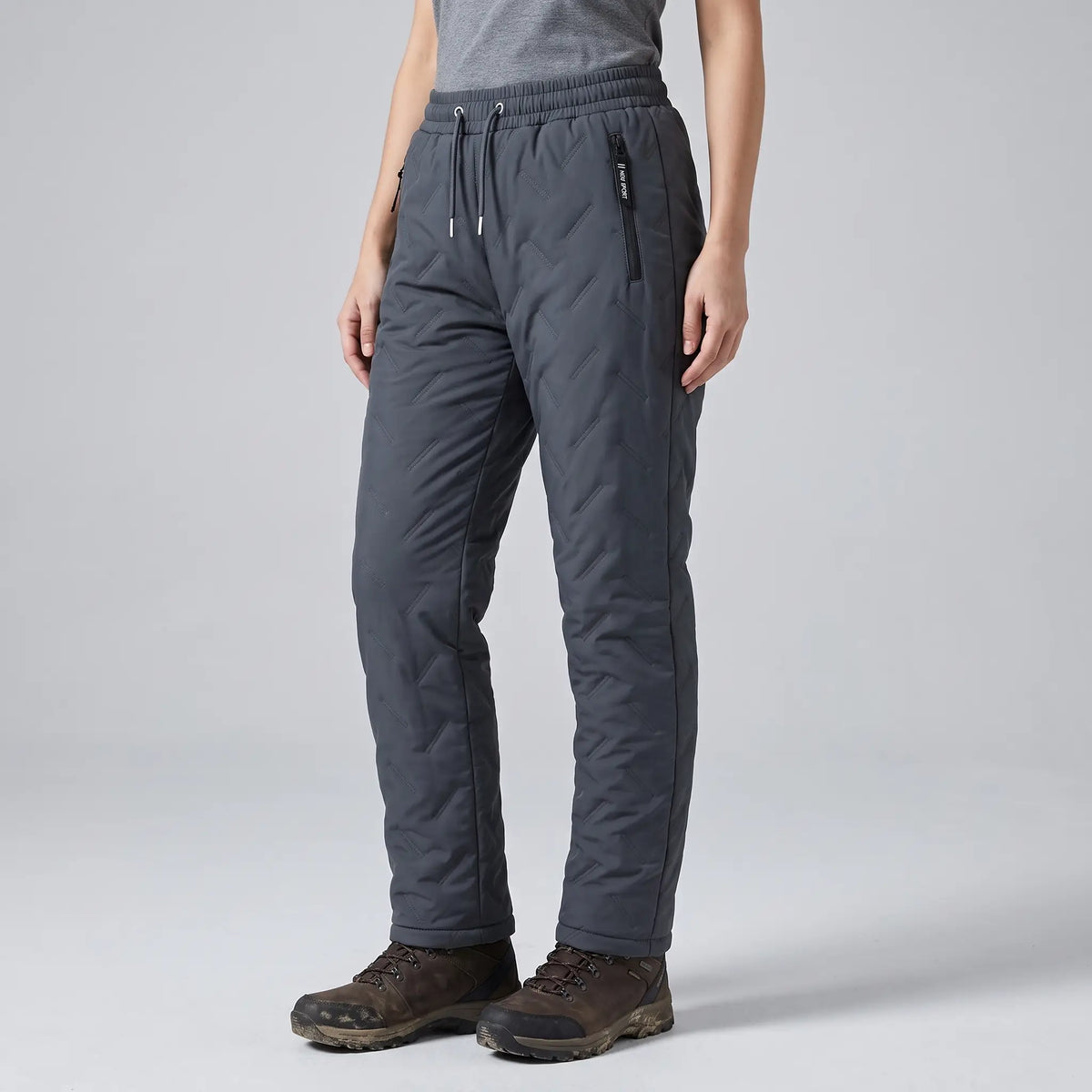 Women's fleece-lined hiking trousers charcoal grey side