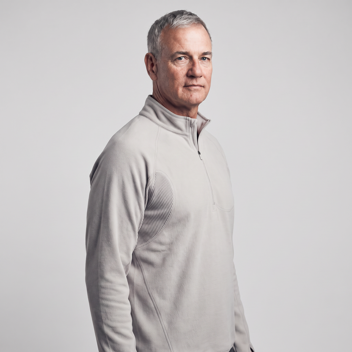 Men's Terrabound half-zip fleece in Light Gray, three-quarter side view
