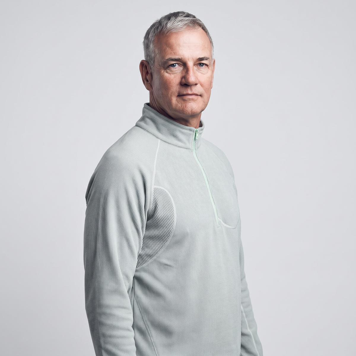 Men's Terrabound half-zip fleece in Light Green, three-quarter side view