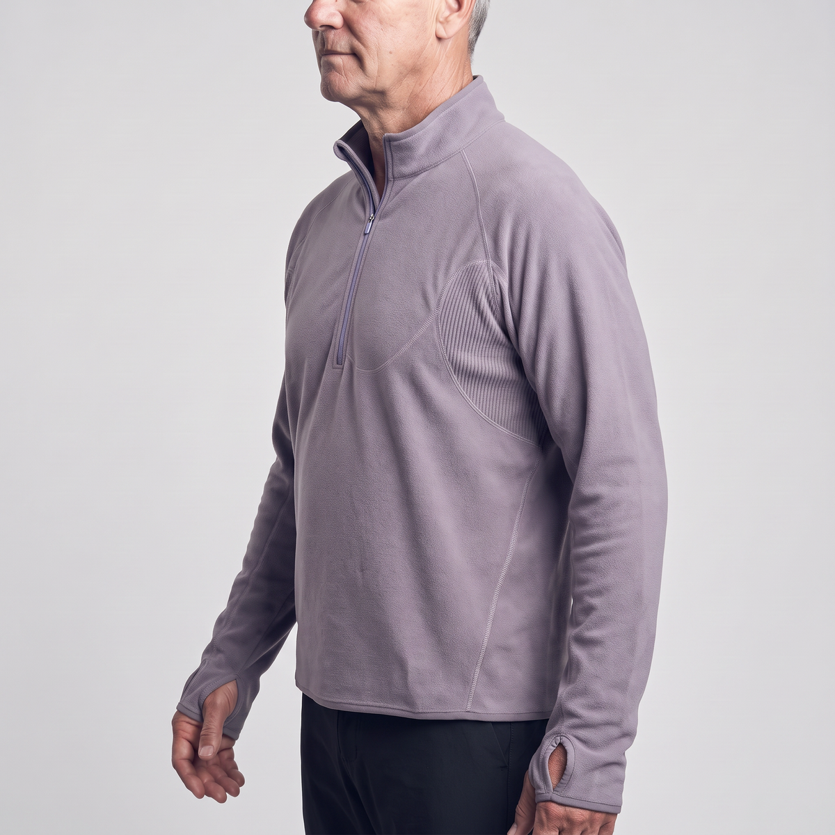 Men's Terrabound half-zip fleece in Light Purple, three-quarter side view