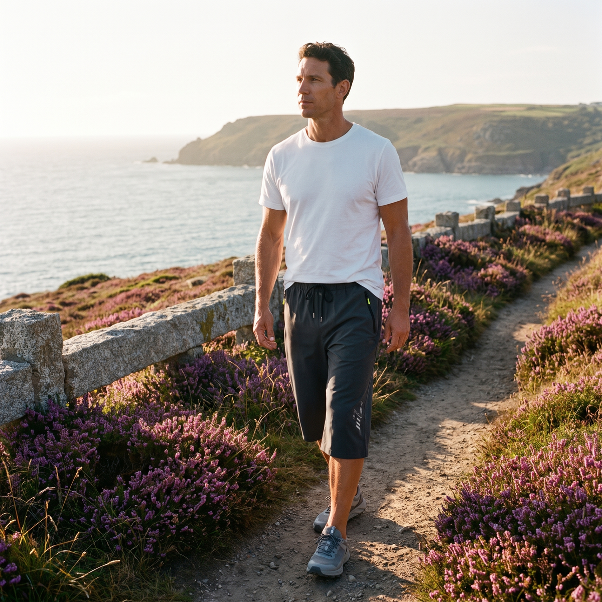 Men's 3/4 shorts on the Cornish coast path