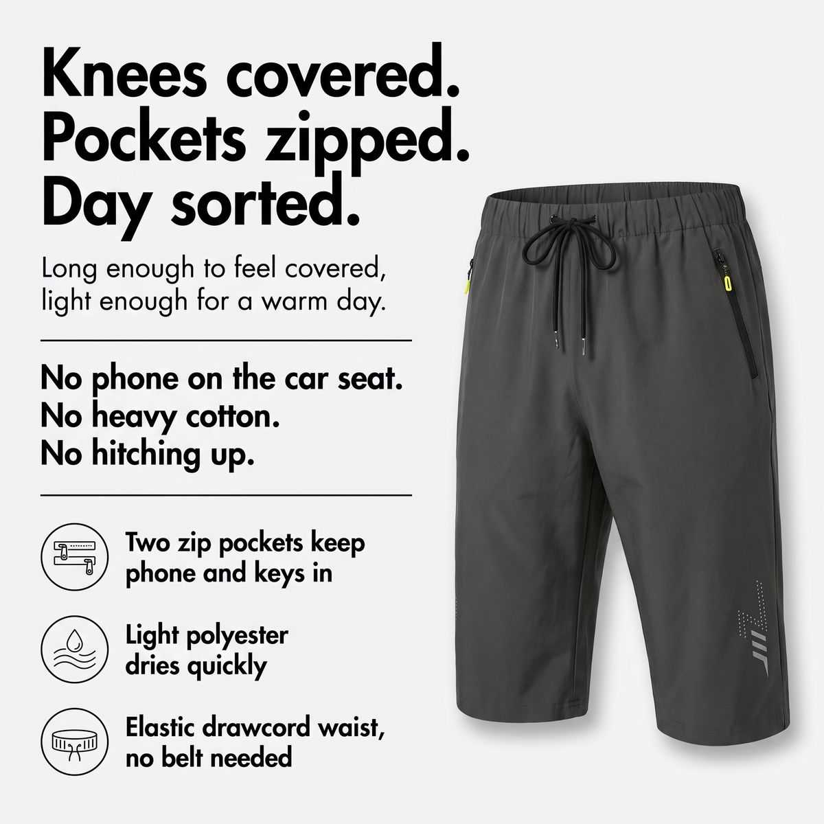 Men's 3/4 shorts - features