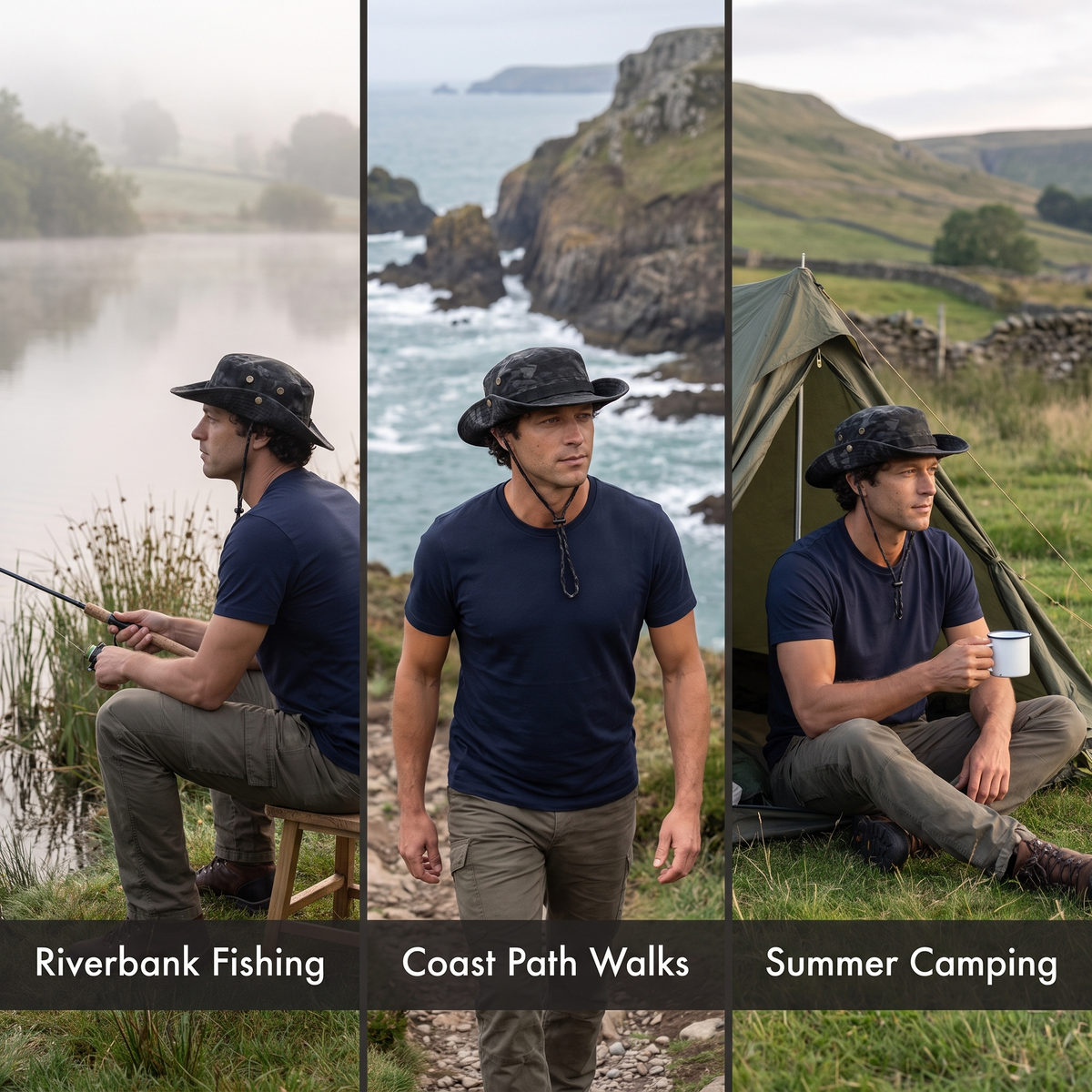 The Terrabound men's boonie hat for riverbank fishing, coast path walks and summer camping
