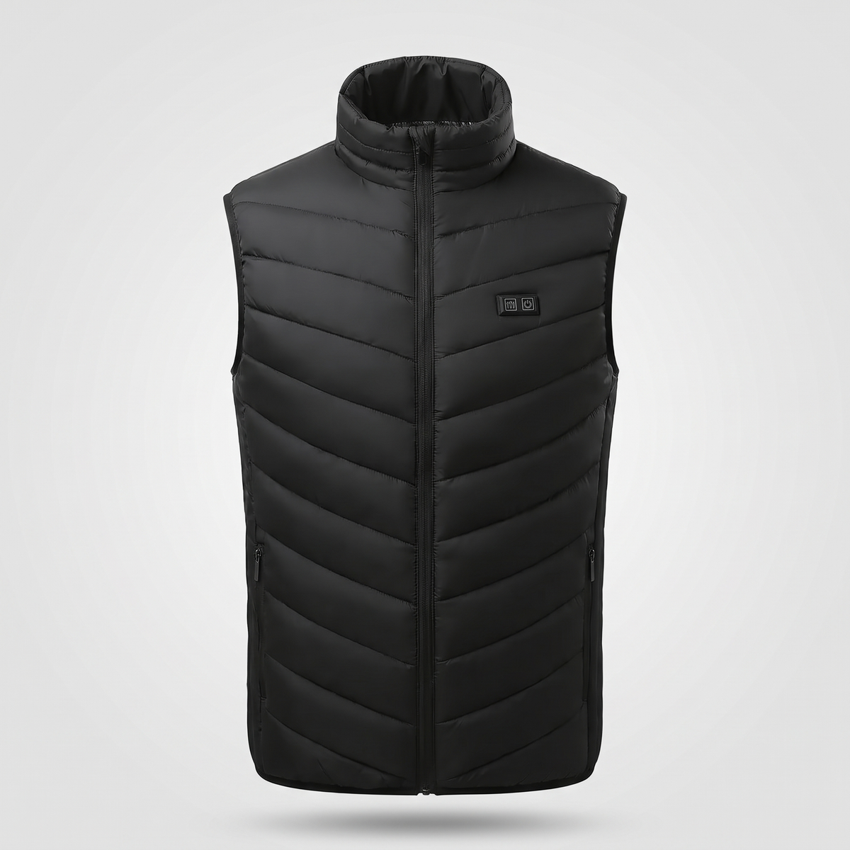 Terrabound men's padded gilet, front view with stand-up collar and zipped hand pockets