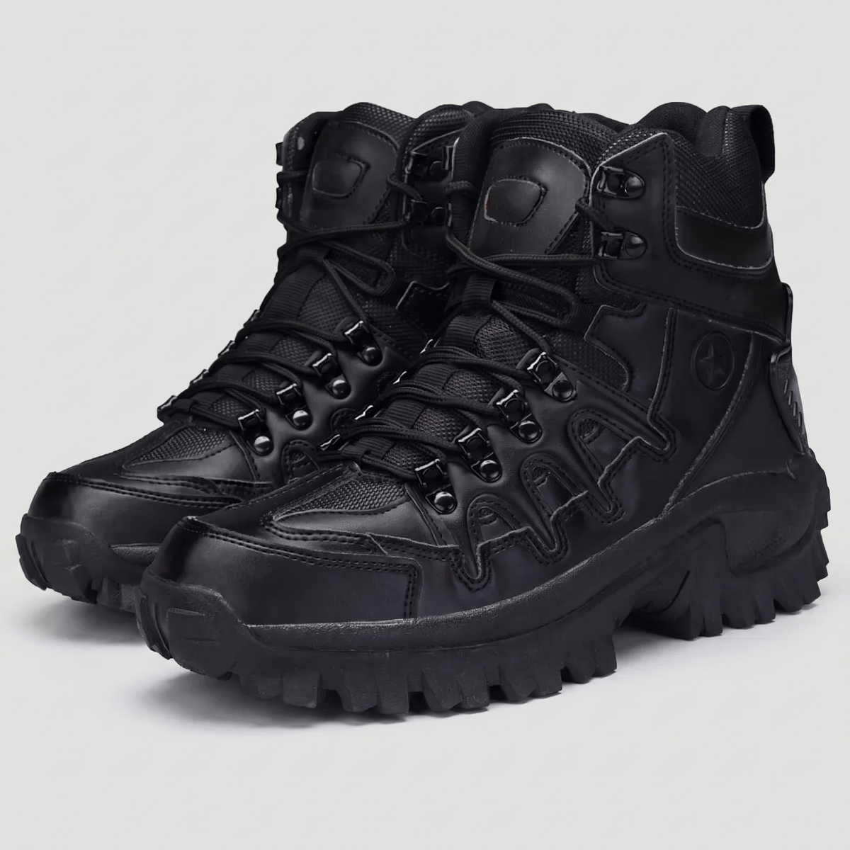 Pair of men's side zip walking boots in black