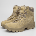 Pair of men's side zip walking boots in khaki