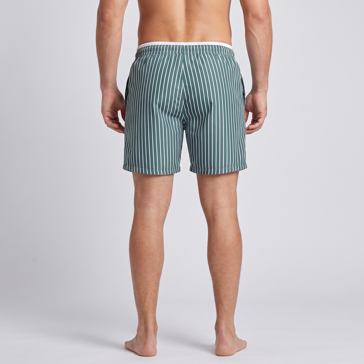 Men's striped swim shorts - worn back view