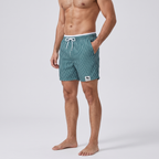 Men's striped swim shorts - three-quarter side view
