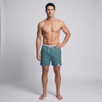Men's striped swim shorts - full length on model