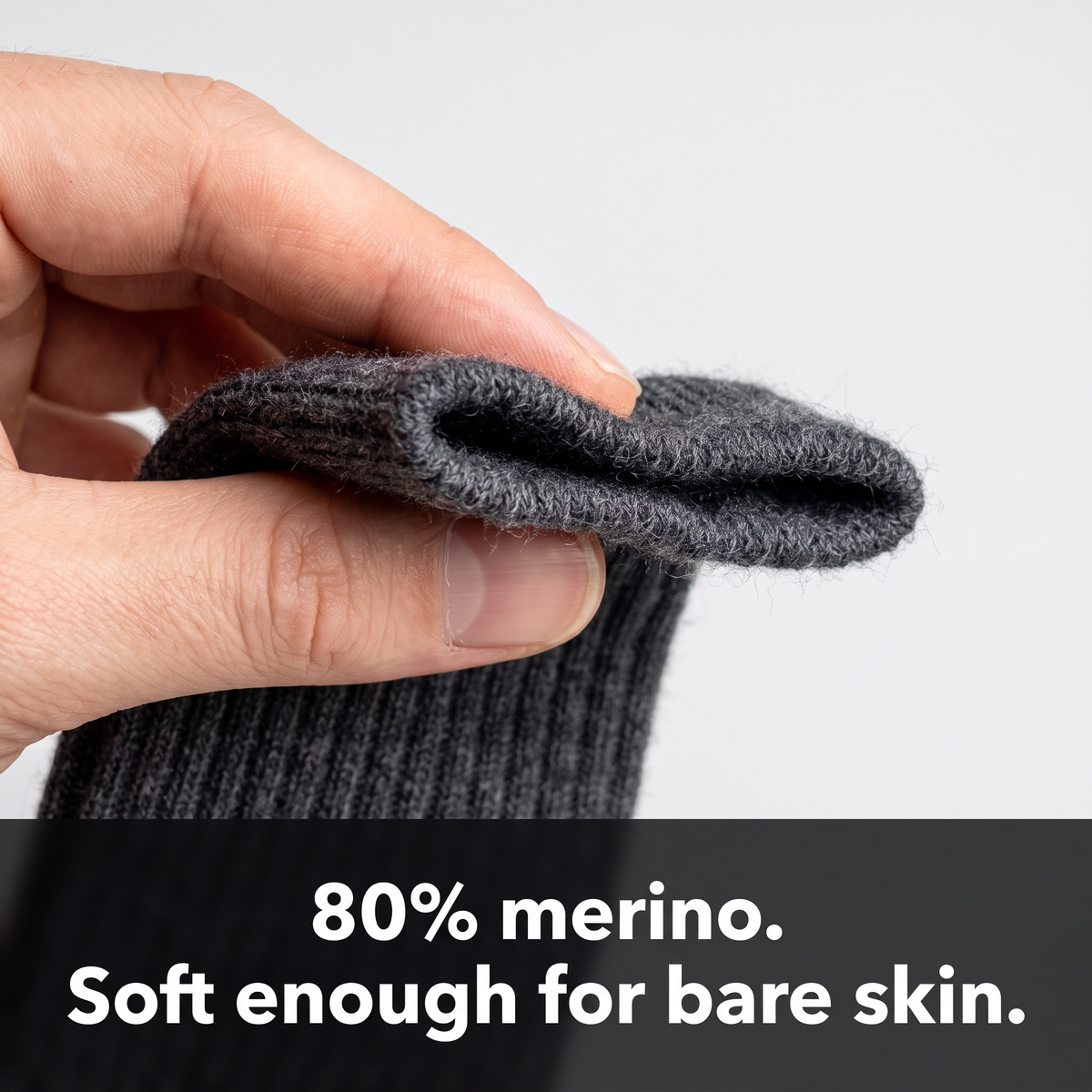 Folded cuff of an 80 per cent merino wool knee high sock