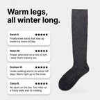 Customer review cards for merino wool knee high socks
