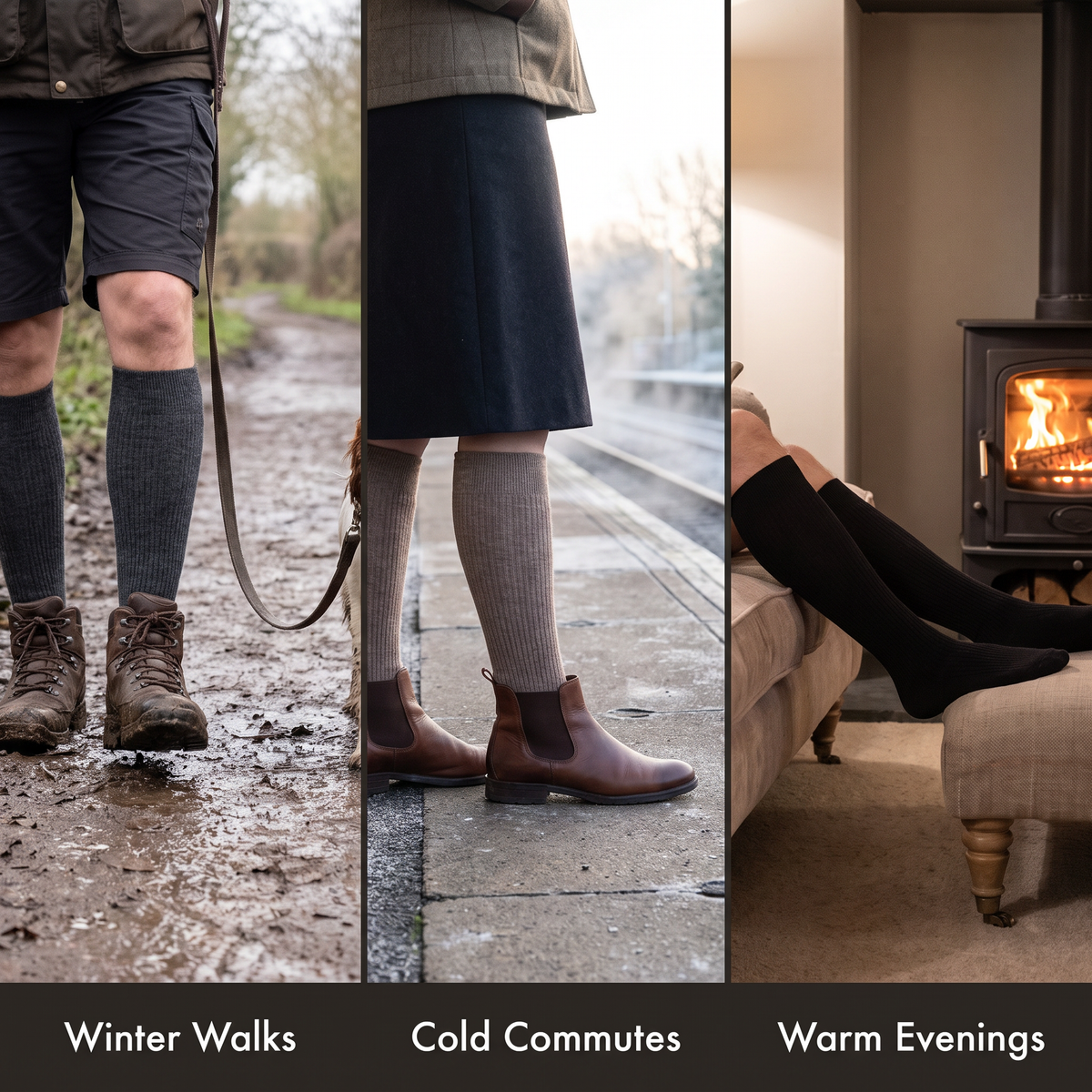 Merino knee high socks for winter walks, cold commutes and warm evenings