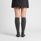 Back view of merino wool knee high socks worn