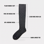 Feature diagram of the merino wool knee high sock