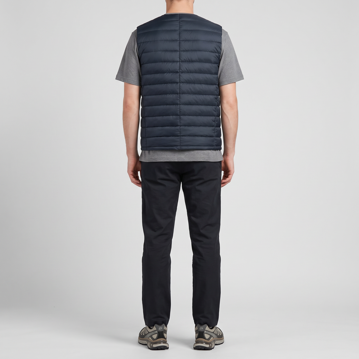 Men's Terrabound down gilet in Navy, back view