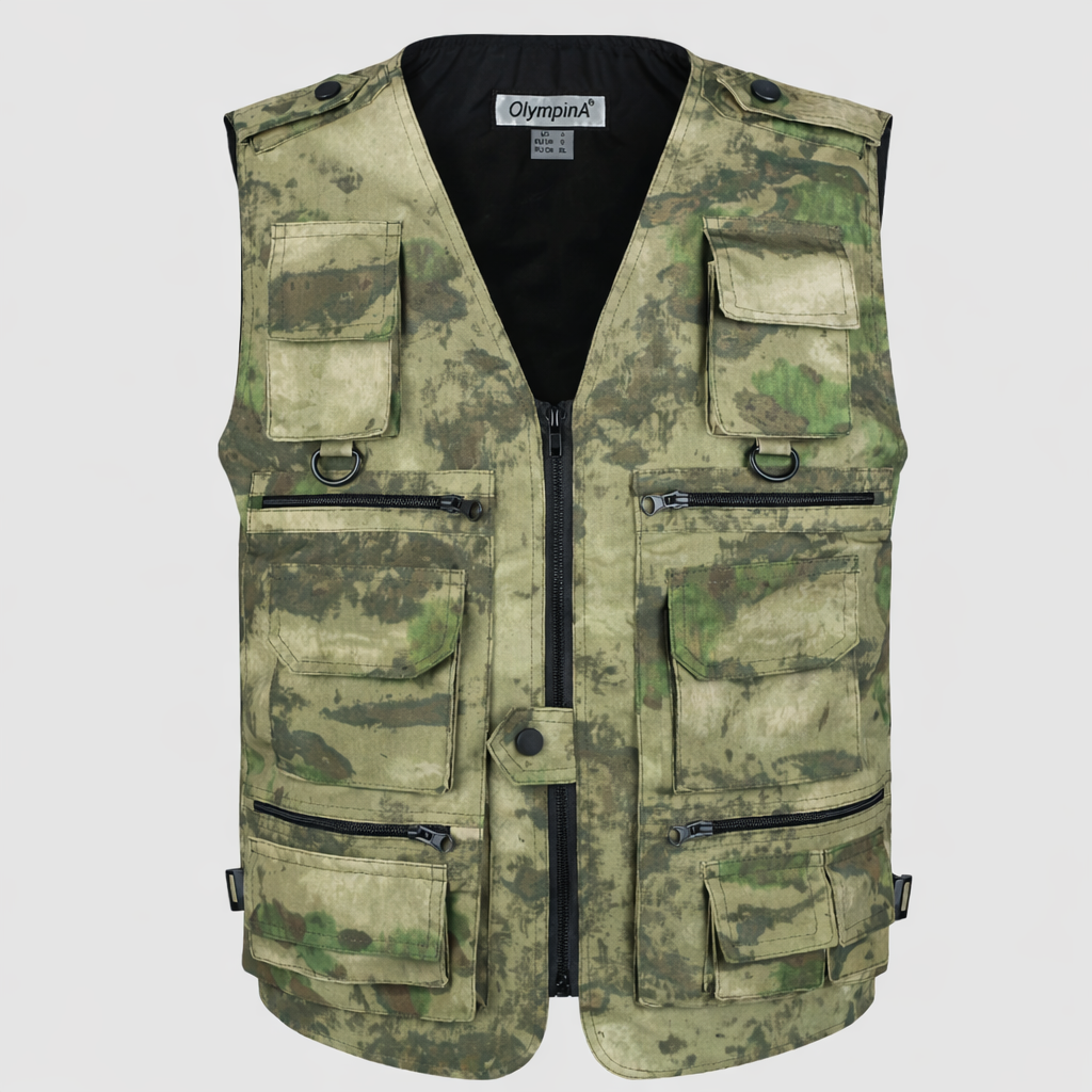 Men’s Camouflage Outdoor Utility Vest – Multi-Pocket Field Vest for Fishing & Hiking