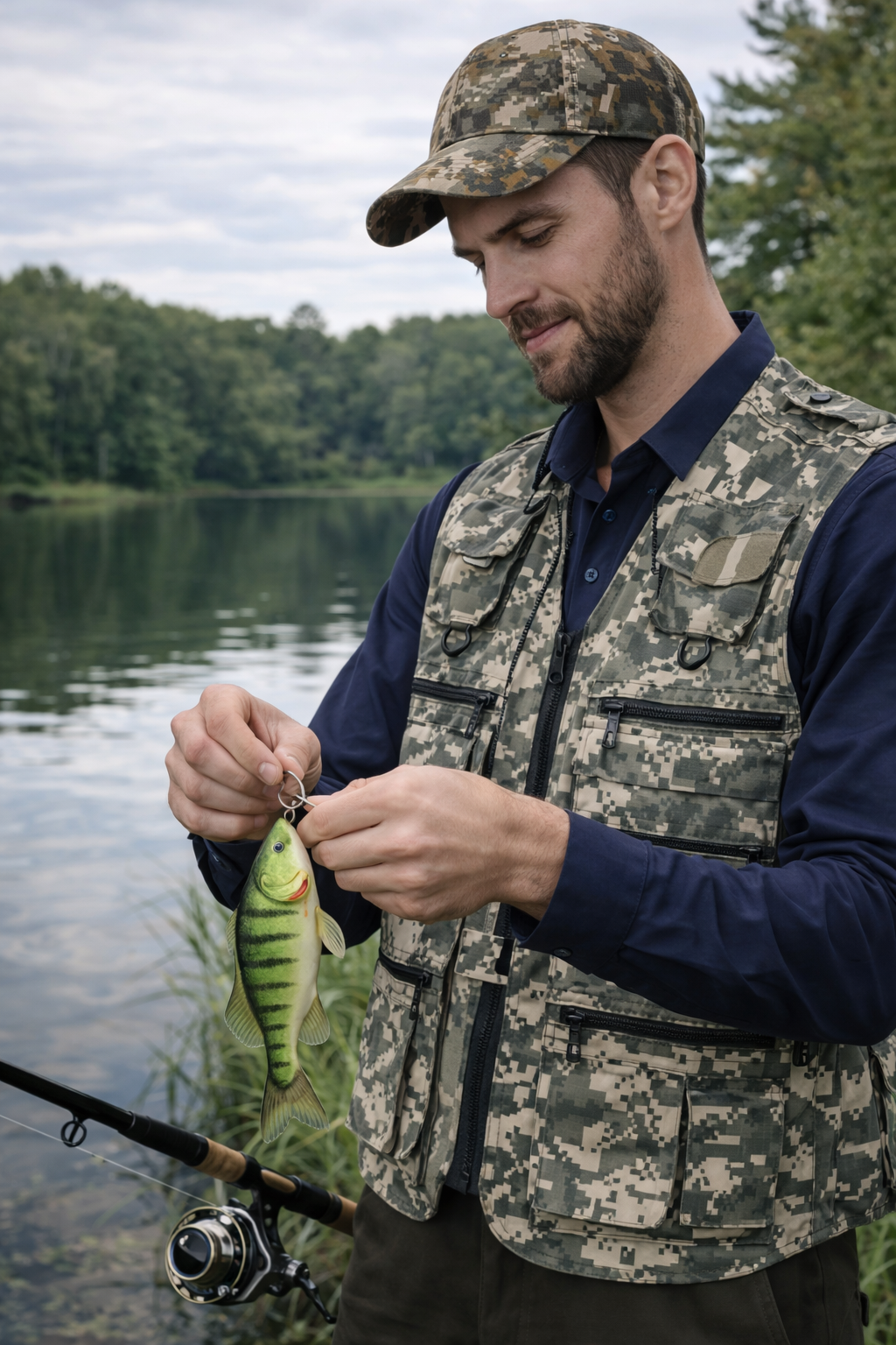 Men’s Camouflage Outdoor Utility Vest – Multi-Pocket Field Vest for Fishing & Hiking