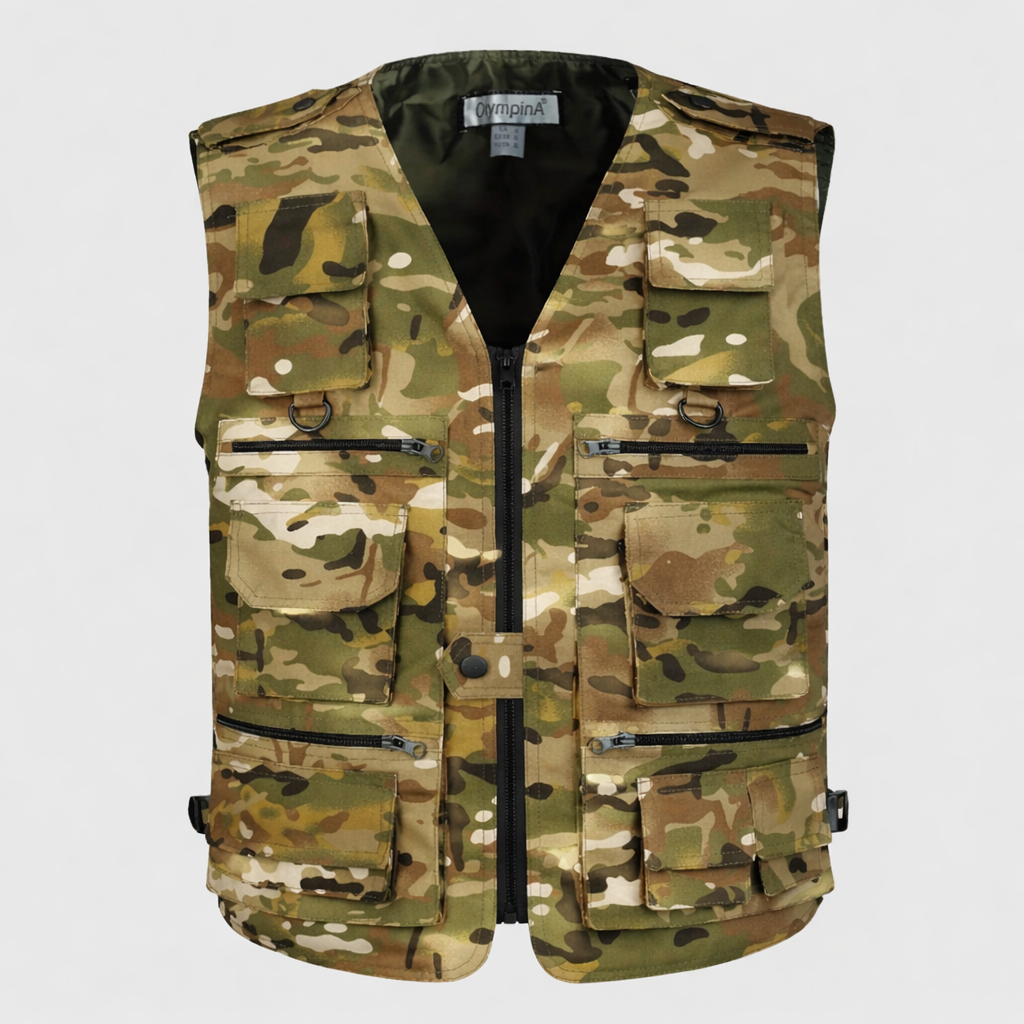 Men’s Camouflage Outdoor Utility Vest – Multi-Pocket Field Vest for Fishing & Hiking