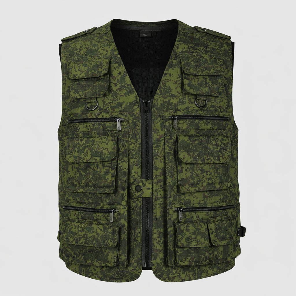 Men’s Camouflage Outdoor Utility Vest – Multi-Pocket Field Vest for Fishing & Hiking