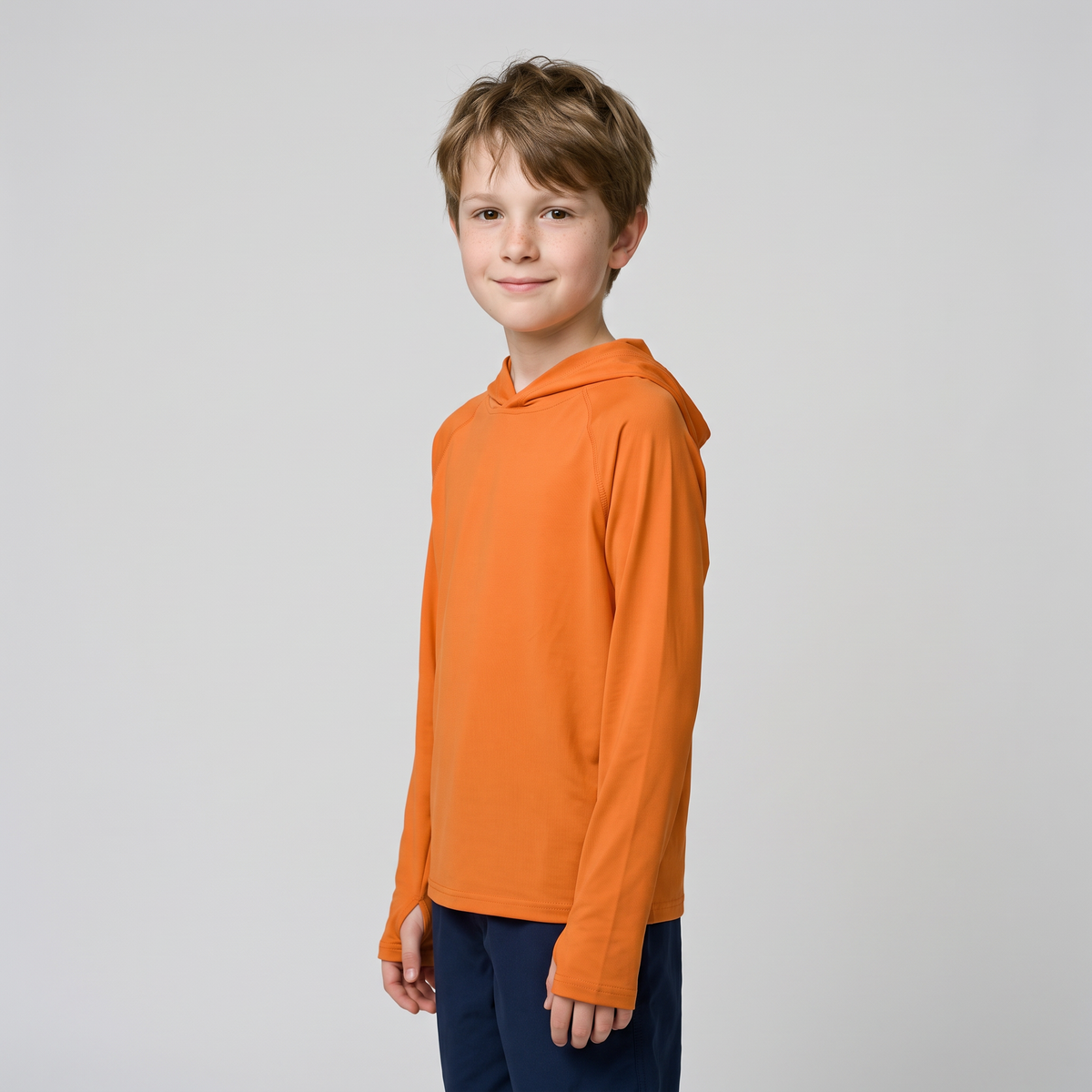 Kids' Sun Hoodie in Orange, side view