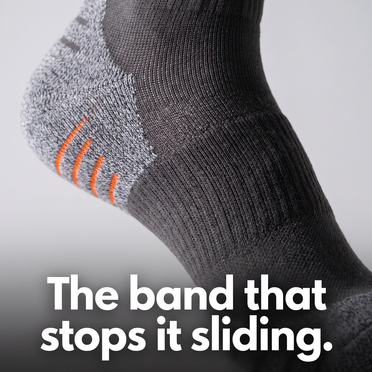 Close up of the elastic arch band gripping the midfoot