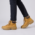 Women's Walking Boots in Wheat worn mid-stride, side view