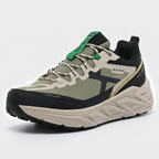 Terrabound Men's Trail Shoes in Olive, cushioned running-style trail trainer with lugged rubber outsole, three-quarter view
