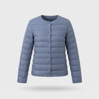 Women's Puffer Jacket in Hazy Blue, ghost mannequin