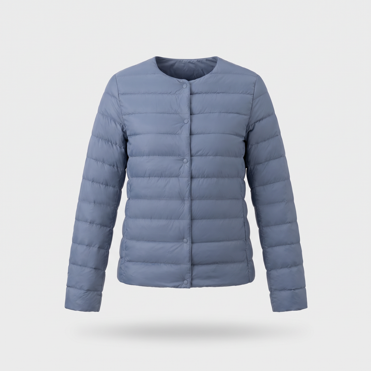 Women's Puffer Jacket in Hazy Blue, ghost mannequin
