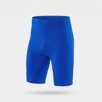 Men's unpadded cycling shorts in Royal Blue, front view showing the outer thigh pocket and perforated thigh venting