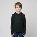 Kids' Sun Hoodie in Black, front view on a child