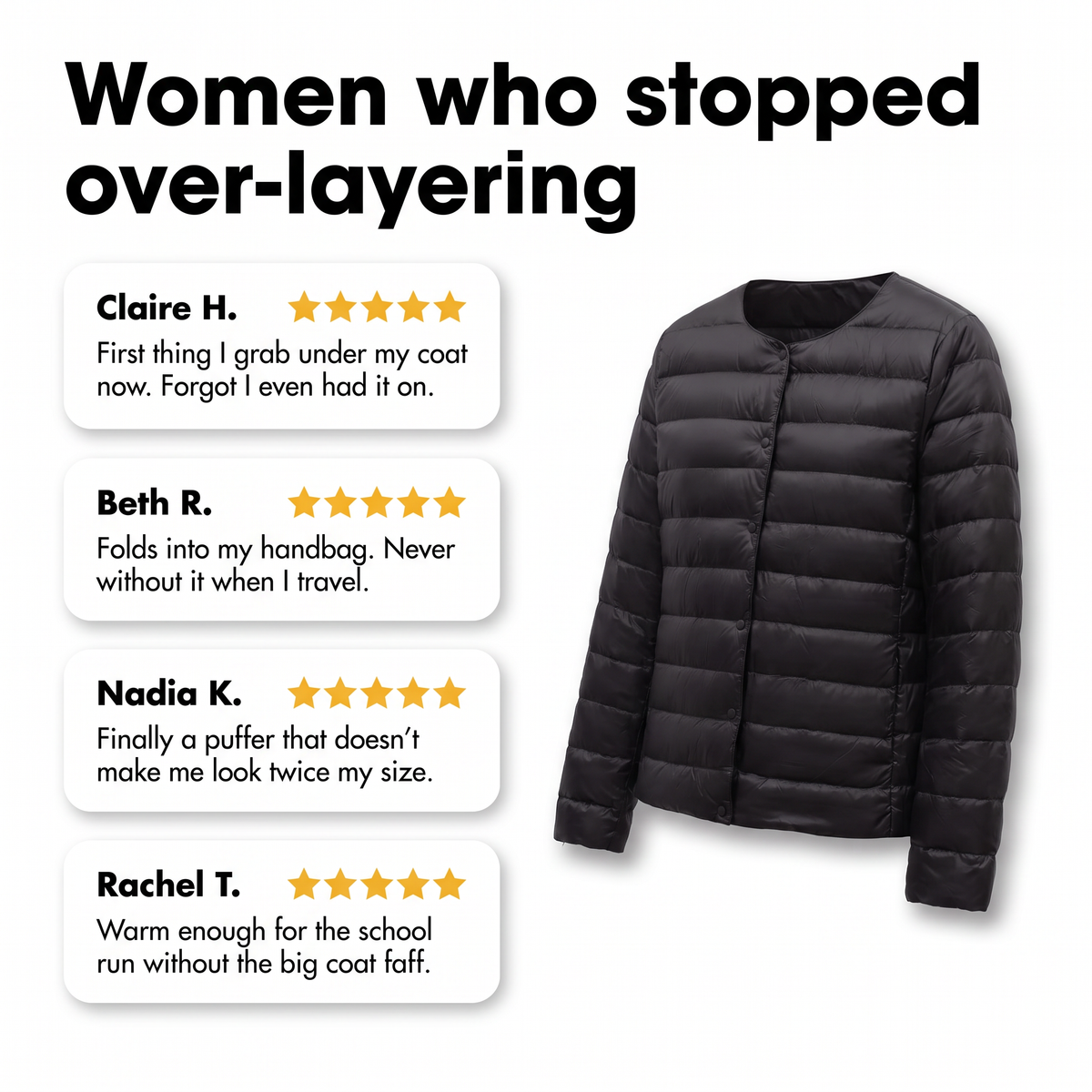 Women who stopped over-layering: review cards