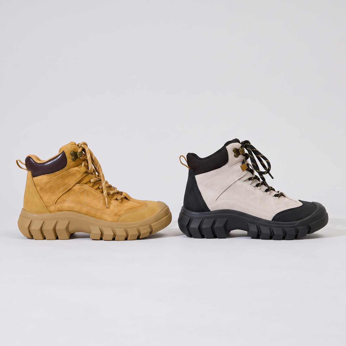 Terrabound Women's Walking Boots in Wheat and Cream side by side