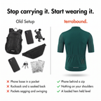 Old setup versus the cycling jersey comparison
